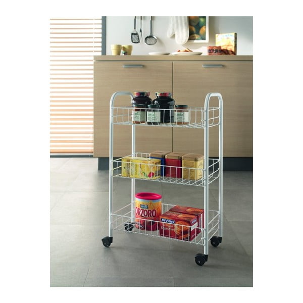 Valge mobiilne statiiv 3 riiuliga Siena - Metaltex-image-1