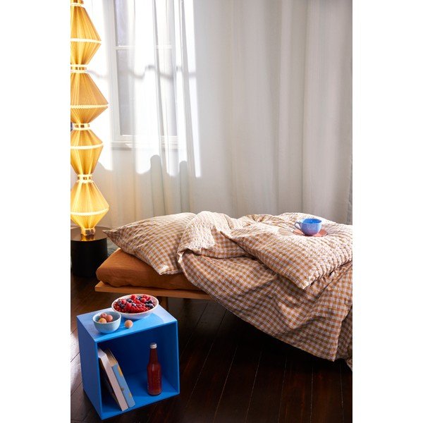 Kollane ja helesinine krepp voodipesu üheinimesevoodile 140x200 cm Bæk&Bølge - JUNA-image-4