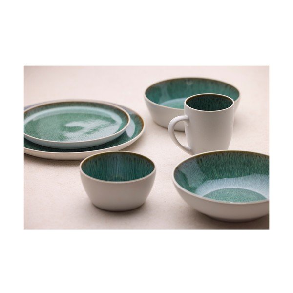 Valge/roheline kivikeraamikast magustoidutaldrik ø 21 cm White/Green - Bitz-image-3