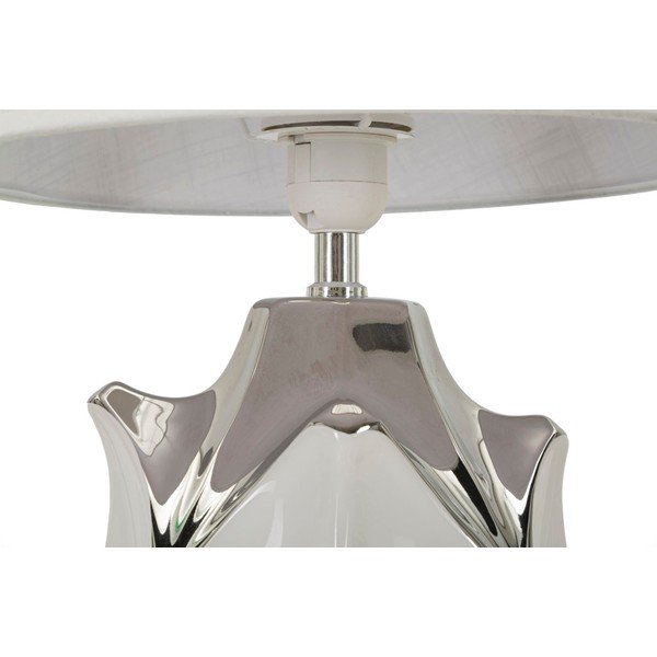 Valge/hõbedane keraamiline laualamp tekstiilist varjuga (kõrgus 51 cm) Shiney - Mauro Ferretti-image-4