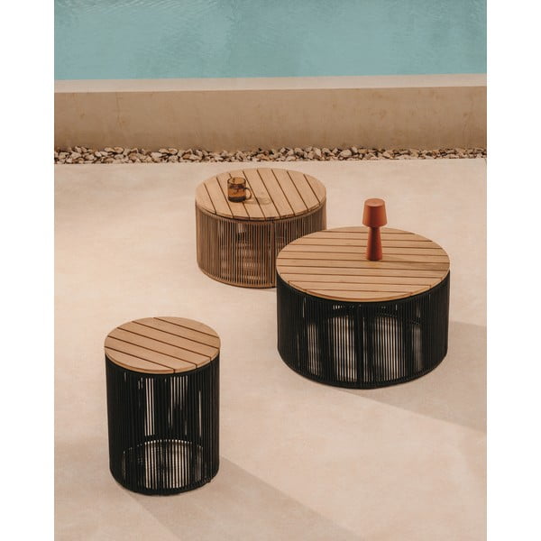 Ümmargune akaatsiaplaadiga aia küljelaud ø 70 cm Dandara - Kave Home-image-1