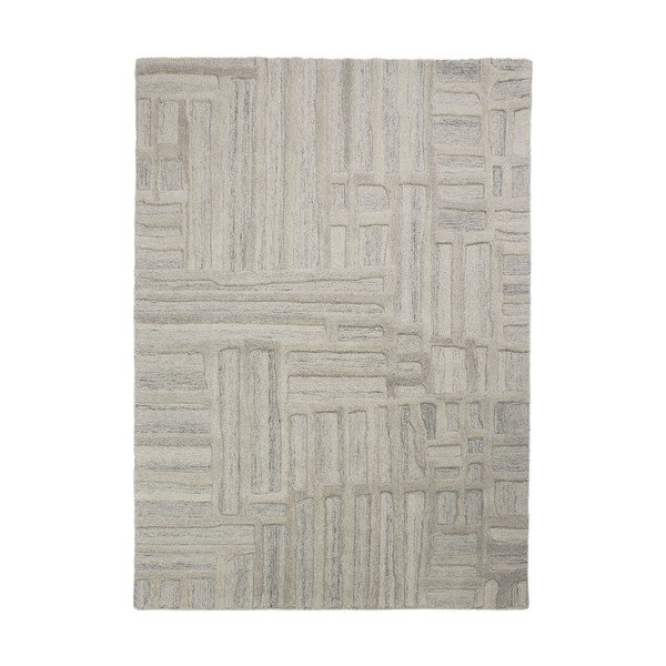 Hallikasbeež käsitsi kootud villane vaip 160x230 cm Elva - Flair Rugs
