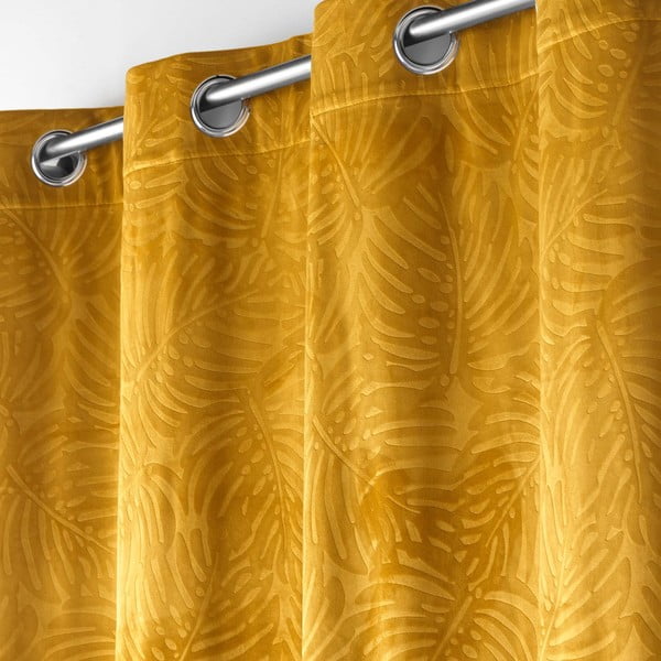 Kollane sametist kardin 140x240 cm Analia - douceur d'intérieur-image-1