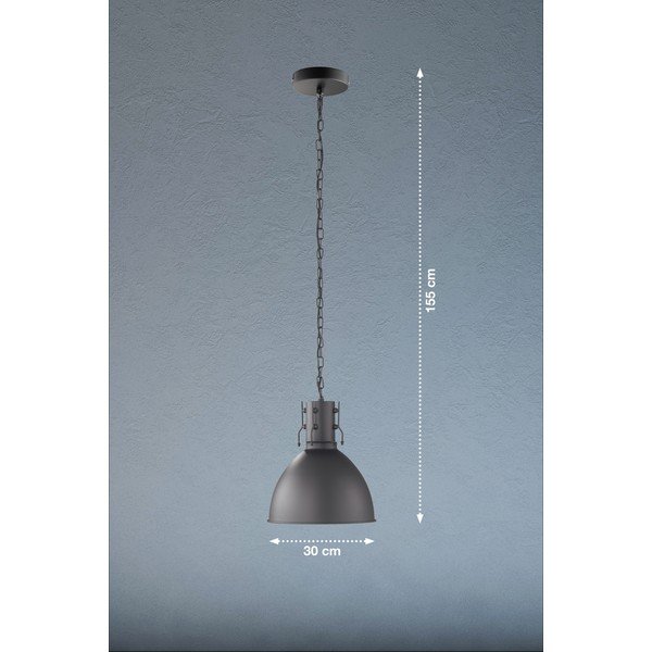 Must rippvalgusti metallist varjuga ø 30 cm London - Fischer & Honsel-image-1