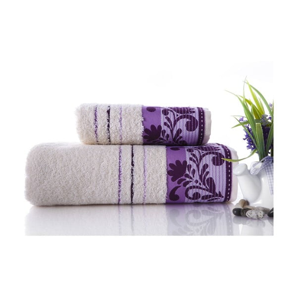 Set dvou ručníků Melodi Purple, 70x140 a 50x90 cm