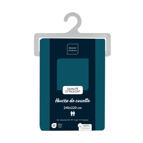 Puuvillane tekikott kaheinimesevoodile/pikendatud voodile, petroolivärvi 240x220 cm Lina - douceur d'intérieur-image-2