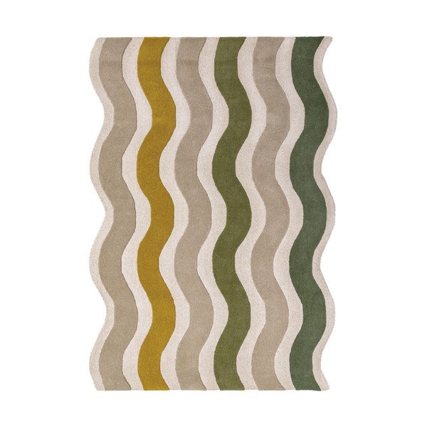 Roheline/naturaalne käsitsi kootud villane vaip 160x230 cm Cascade Wool - Flair Rugs