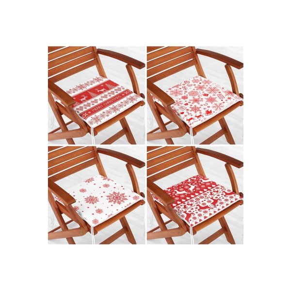 Jõulumotiiviga istmepadjad 4tk komplektis 40x40 cm Snowflakes - Mila Home-image-1