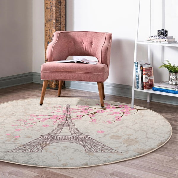 Heleroosa pestav ümmargune vaip, sobitub robottolmuimejaga ø 120 cm Comfort - Mila Home-image-1