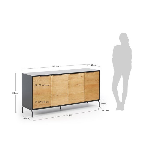 Must ja pruun kapp SAVOI, 165 x 80 cm Savoi - Kave Home-image-4