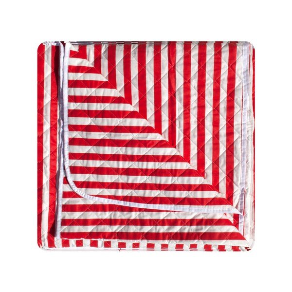 Červeno-bílý pruhovaný prošívaný přehoz přes postel Stripes, 160 x 230 cm-image-3