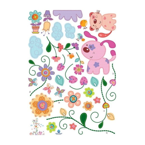 Seinakleebis Värvilised loomad ja puu - Ambiance-image-1