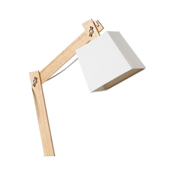 Bílá stolní lampa s dřevěnou konstrukcí SULION Erasmo-image-2