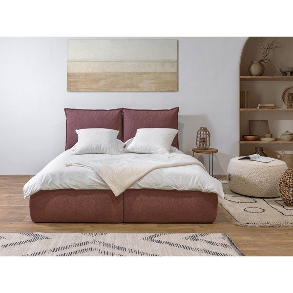 Roosa polsterdatud kaheinimesevoodi koos panipaiga ja voodipõhjaga 160x200 cm Garance - Bobochic Paris-image-1