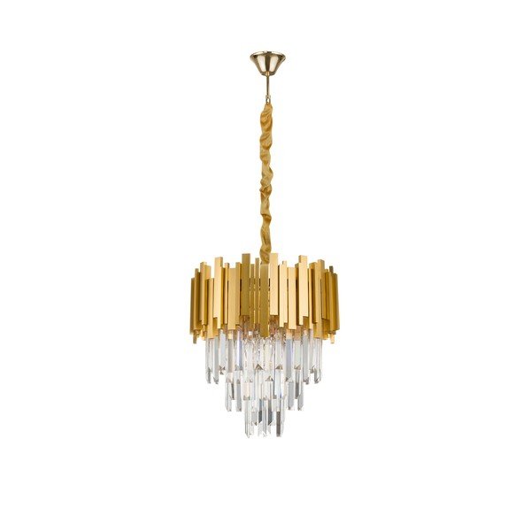 Kuldse värvi metallist ripplamp kristallvarjuga, läbimõõduga 40 cm Grane - Nova Luce