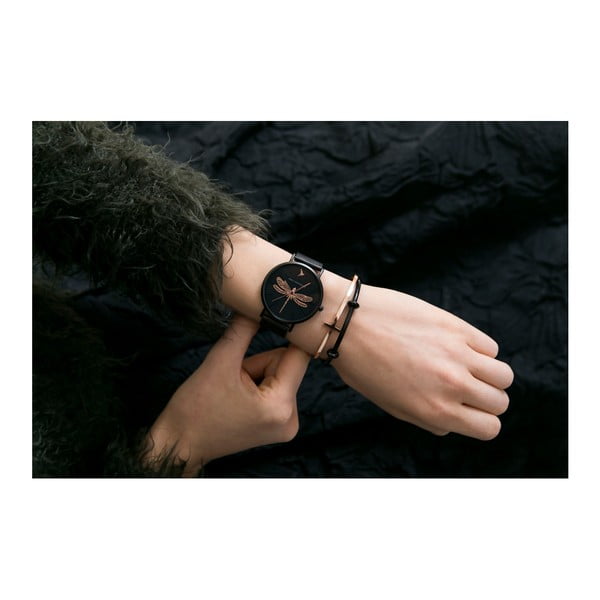 Dámské hodinky s černým páskem z nerezové oceli Emily Westwood Miliya-image-4