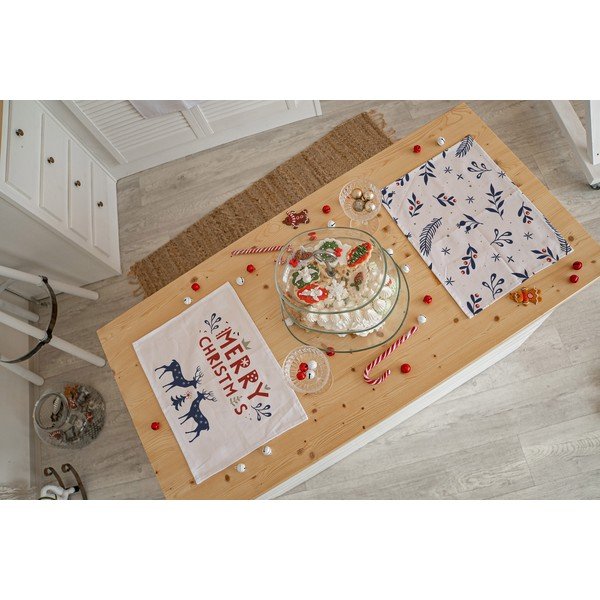 Jõulumotiiviga riidest lauamatid, 2tk 45x35 cm Merry Blue Christmas - Butter Kings-image-1