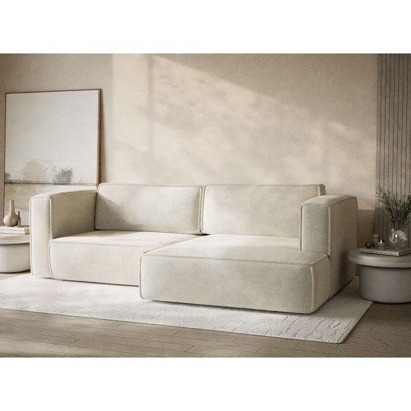 Kreemjas šenilldiivanvoodi/panipaigaga nurgadiivan (parem nurk/diivanvoodiga) Velto - Maison de Rêve-image-4