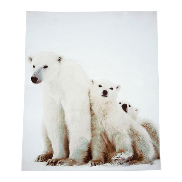 Bílá deka J-Line Bear, 130x160 cm