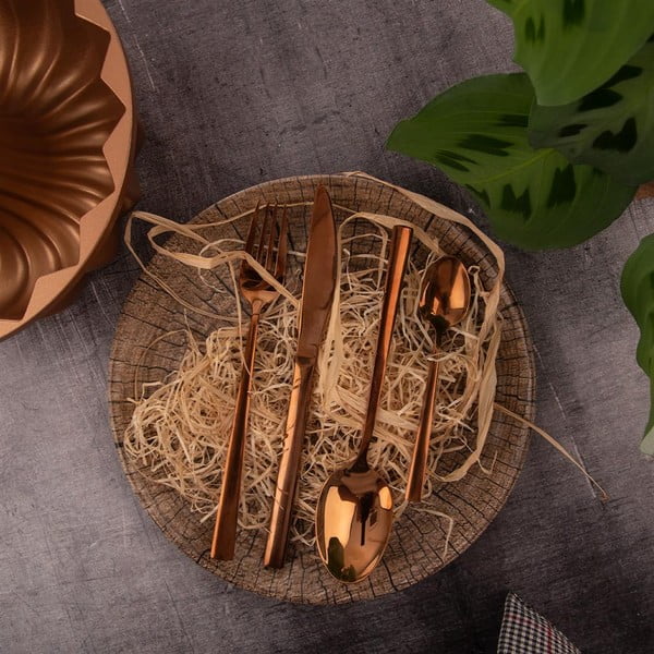 Kuldse värvi roostevabast terasest söögiriistad 24 tk Copper - Orion-image-4