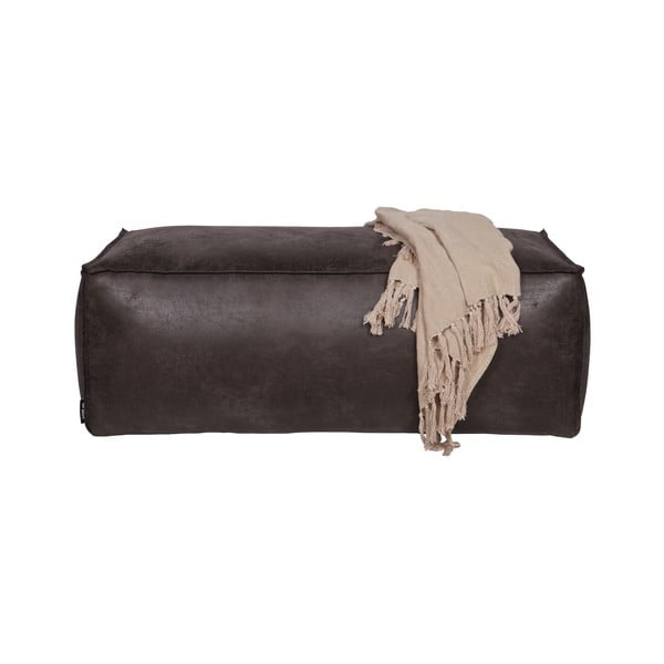 Must pouf taaskasutatud nahast kattega Rodeo - WOOOD-image-1