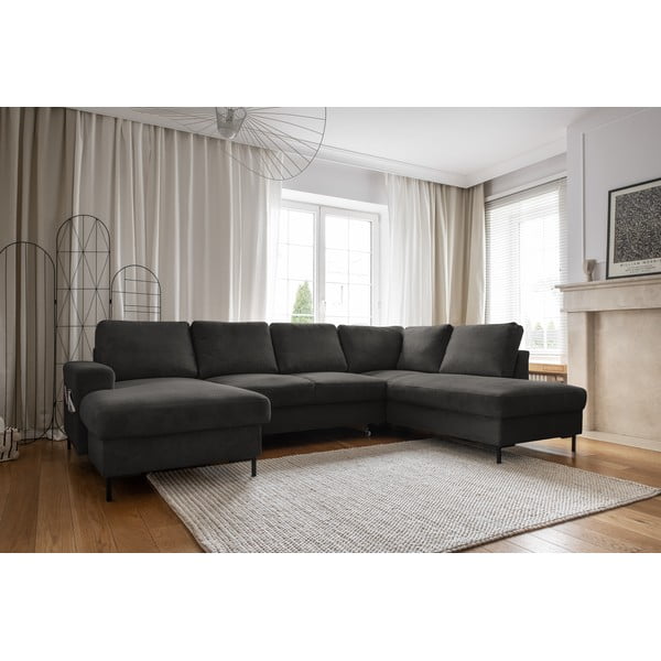 Tumehall velvetist diivanvoodi (paremas nurgas) Lofty Lilly - Miuform-image-3