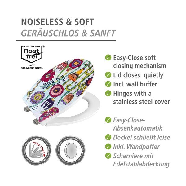 Automaatse sulgemisega prill-laud 37 x 44,5 cm Rollin'Art Full Bloom - Wenko-image-4