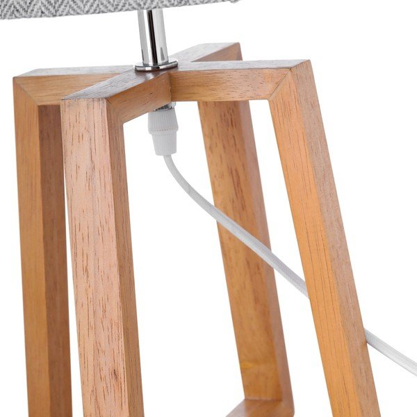 Hallikaspruunist täispuidust laualamp tekstiilvarjundiga (kõrgus 44 cm) - Casa Selección-image-3