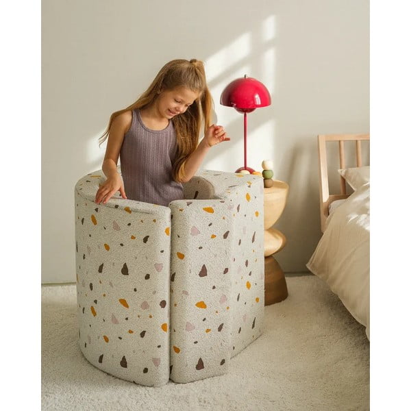 Valge buklee/šenillkangast laste kott-tool Terrazzo Moon - Wigiwama-image-4