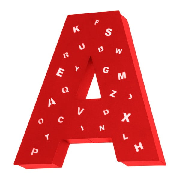 Červená světelná dekorace ve tvaru písmene Glimte Letter A