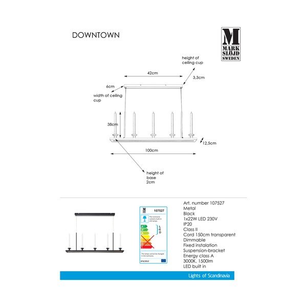 Must rippvalgusti Downtown - Markslöjd-image-2