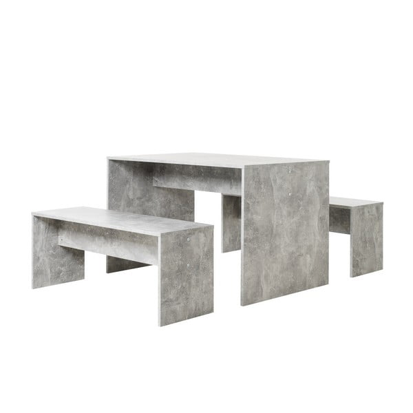 Set jídelního stolu a 2 lavic v betonovém dekoru Intertrade Berlin