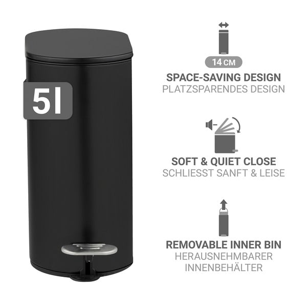 Matt must terasest prügikast 5 l Collungo - Wenko-image-2