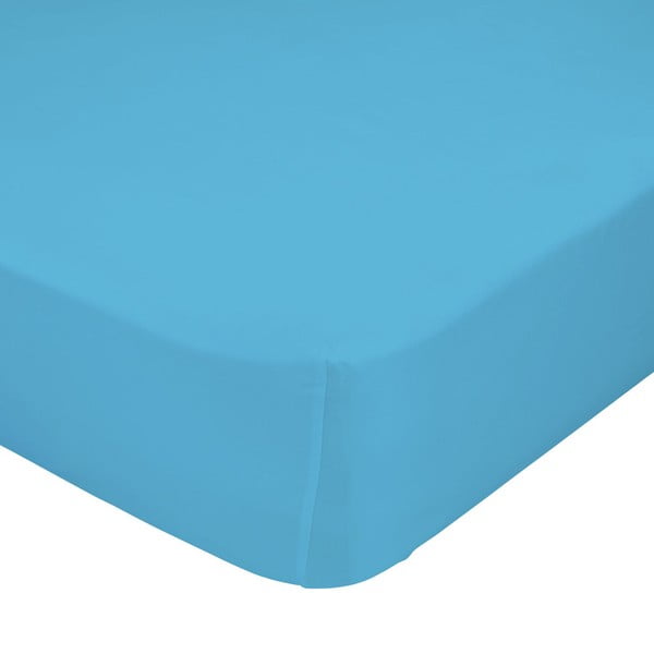 Tyrkysově modré elastické prostěradlo z čisté bavlny , 70 x 140 cm