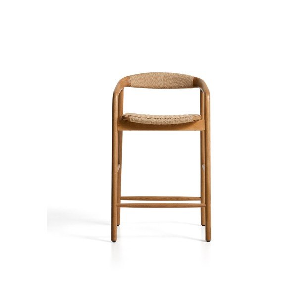 Naturaalses värvitoonis tammepuidust käetugedega baaritool (istme kõrgus 65 cm) Derile - Kave Home-image-3