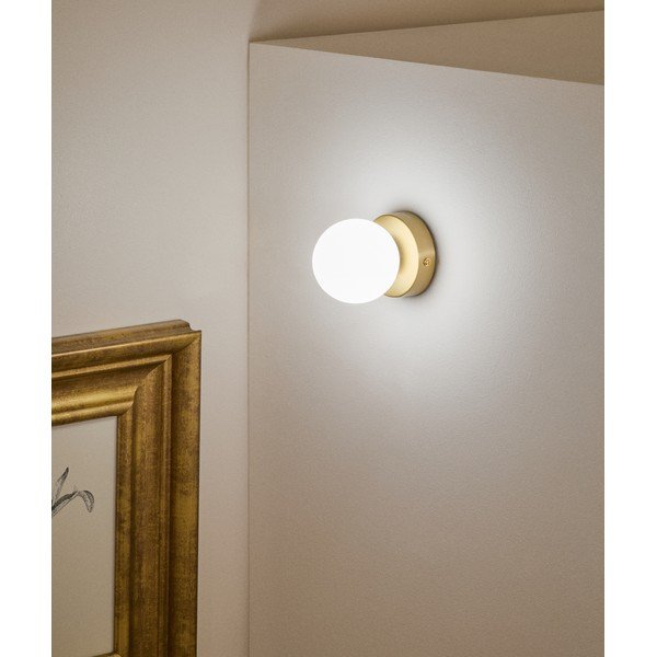 Valge/kuldne metallist seinalamp ø 8 cm Brisia - Kave Home-image-1