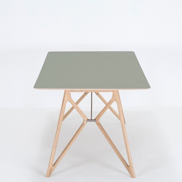 Jídelní stůl z masivního dubového dřeva se zelenou deskou Gazzda Tink, 220 x 90 cm-image-3