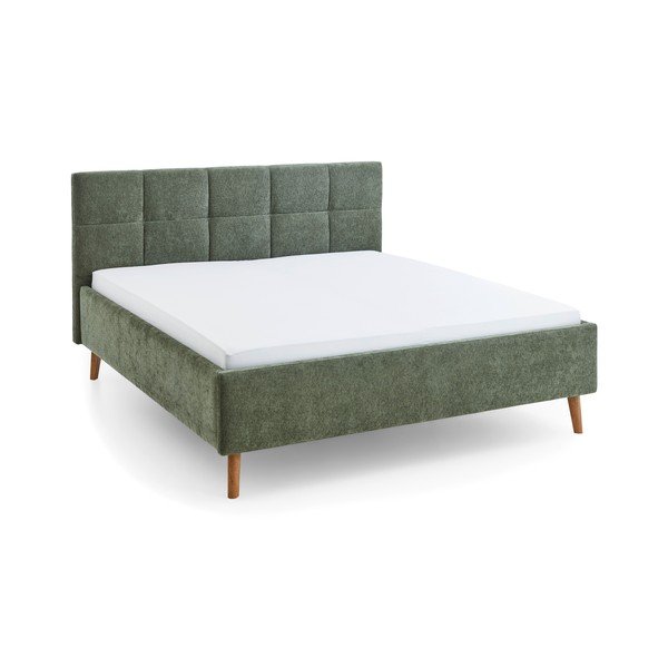 Khaki värvi polsterdatud kaheinimesevoodi panipaigaga ja liistudest raamiga 180x200 cm Nova - Meise Möbel