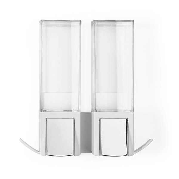 Valge seinale paigaldatav isehoidev topelt seebidosaator Clevek Double Dispenser Double Dispenser Clever - Compactor-image-2