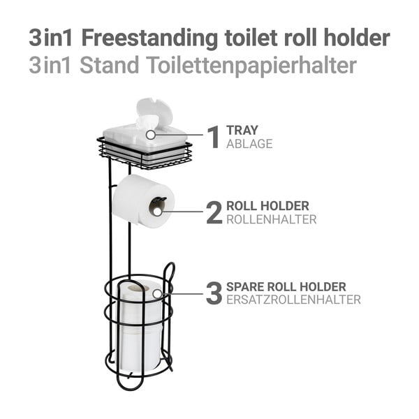 Mustast terasest tualettpaberi hoidik - Wenko-image-3