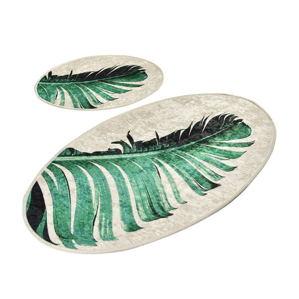 Rohelised-beežid vannitoamatid 2tk komplektis 60x100 cm Floret - Foutastic