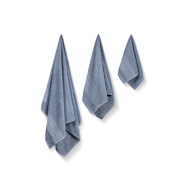 Sinised puuvillased froteerätikud ja saunalinad 3tk komplektis Piramit - Foutastic-image-1