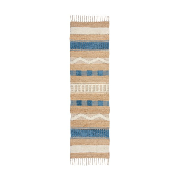 Sinine käsitsi kootud džuudist koridorivaip 60x230 cm Medina Jute - Flair Rugs