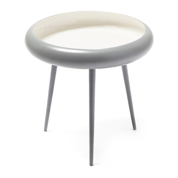 Šedo-bílý odkládací stolek 360 Living Vaiva, ⌀ 49 cm