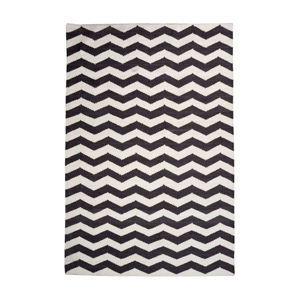 Bavlněný koberec Chevron Ivory/Black, 160x230 cm