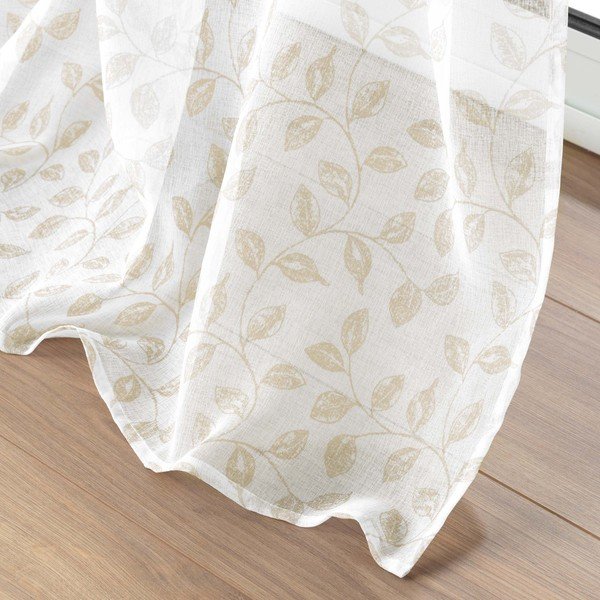 Beež voile kardin 137x280 cm Farandole - douceur d'intérieur-image-4