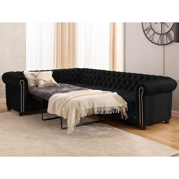 Must sametist nurgadiivanvoodi (vasak nurk/L-kujuline) York Blik - Ropez-image-1