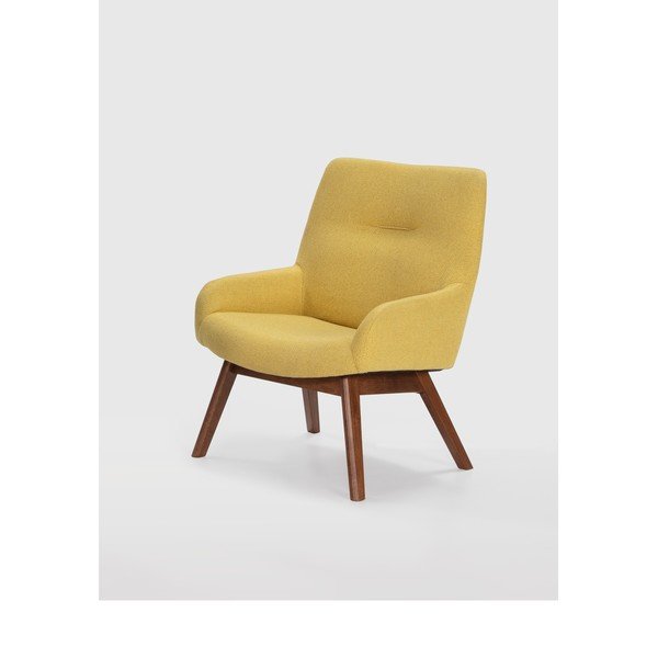 Kollane puidust jalgadega tugitool Messina - Marckeric-image-1