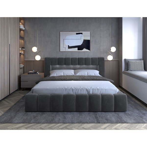 Hall polsterdatud kaheinimesevoodi koos panipaiga ja voodipõhjaga 140x200 cm Lamica - ELTAP-image-2