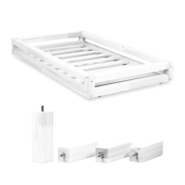 Set bílé zásuvky pod postel a 4 prodloužených nohou Benlemi, pro postel 90 x 180 cm